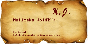 Melicska Jolán névjegykártya